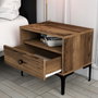 Hanah Home Mesilla de Noche Lizbon 532 Nogal 56x50.8x40cm | Tablero Melamina 18mm | Patas Metal